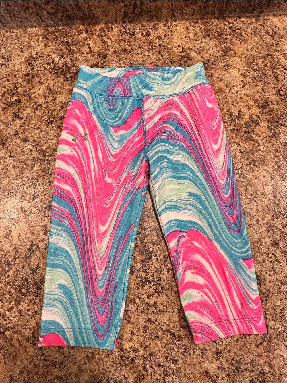 Under Armour Girls' Marble Capri Leggings - Pink, Teal & Cream